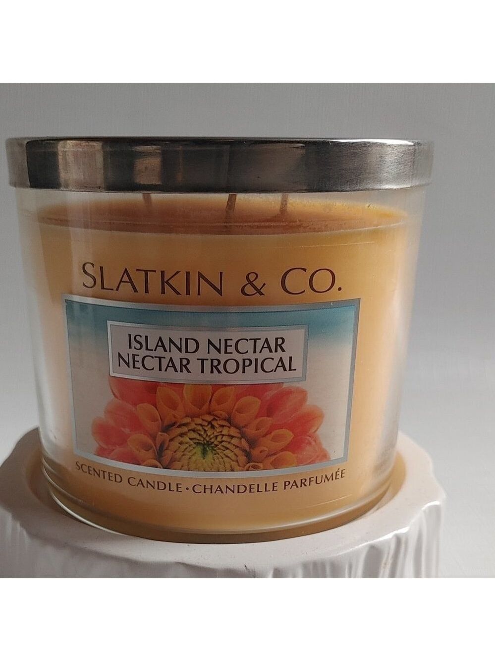 Vintage Slatkin and Co. ISLAND NECTAR Tropical Scent Three Wick Candle BBW BNIP
